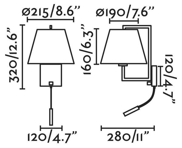 FRAME nástěnná lampa, starozlatá/bílá, se čtecí lampičkou - FARO