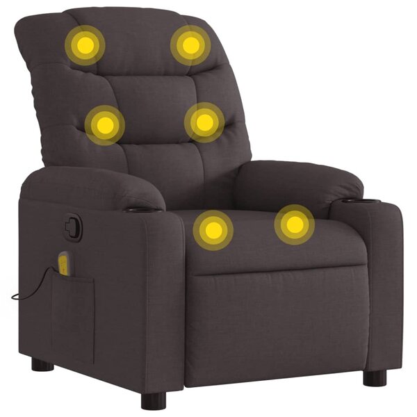 Masání polohovací křeslo tmav hndé textil