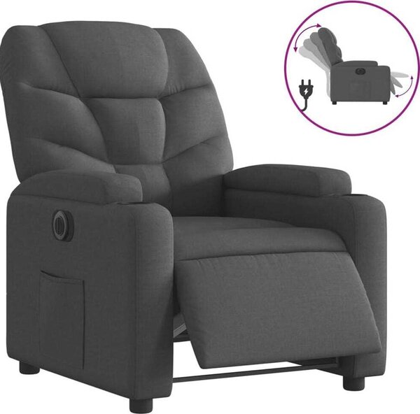 Elektrické polohovací křeslo tmav edé textil