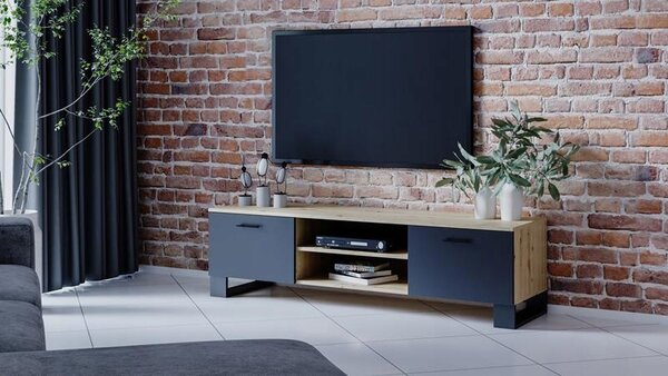 TV stolek/skříňka KLARA 120 cm artisan-černá, loft styl