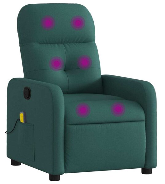 Masání polohovací křeslo tmav zelené textil