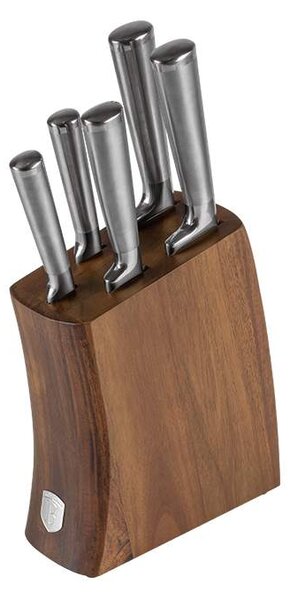 Sada nožů se stojanem z akátového dřeva 6 ks Stainless steel