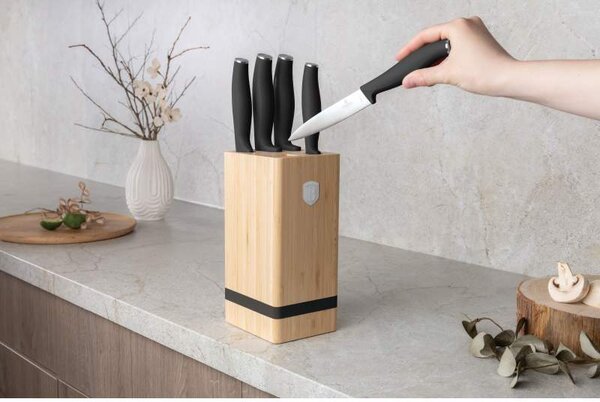 Sada nožů se stojanem BAMBOO 6 ks Matte Black Collection