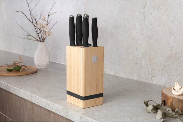Sada nožů se stojanem BAMBOO 6 ks Matte Black Collection