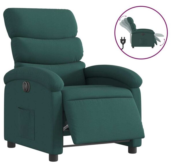 Elektrické polohovací křeslo tmav zelené textil