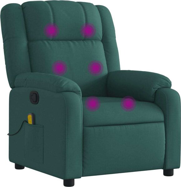 Masání polohovací křeslo tmav zelené textil