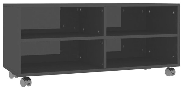 TV stolek Twinin s kolečky - černý vysoký lesk | 90x35x35 cm
