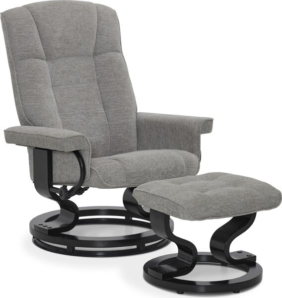 M MCombo polohovací křeslo s taburetem, otoné TV křeslo s funkcí polohování o 360°, moderní polohovací křeslo do obývacího pokoje, , látka, 9019 (svtle edá látka)