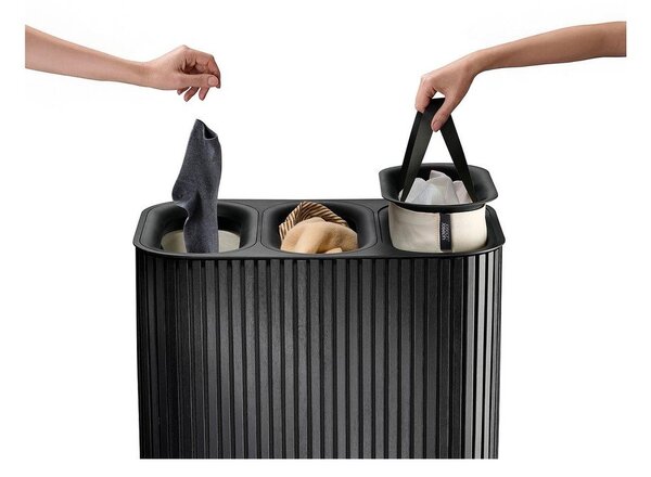 Černý bambusový koš na prádlo 3x30 l Tota Trio Luxe – Joseph Joseph