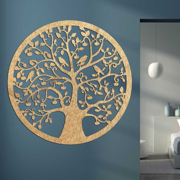 SENTOP | Dřevěný Strom života s ptáky | Luxusní dekorace na zeď | SENTOP PR0382