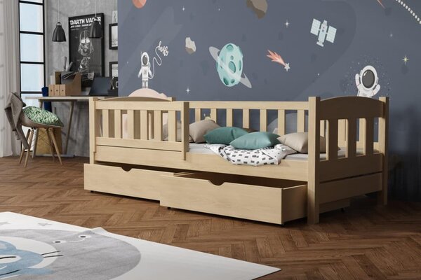 Dětská postel s úložným prostorem Bolek, Olše, 90x200 cm