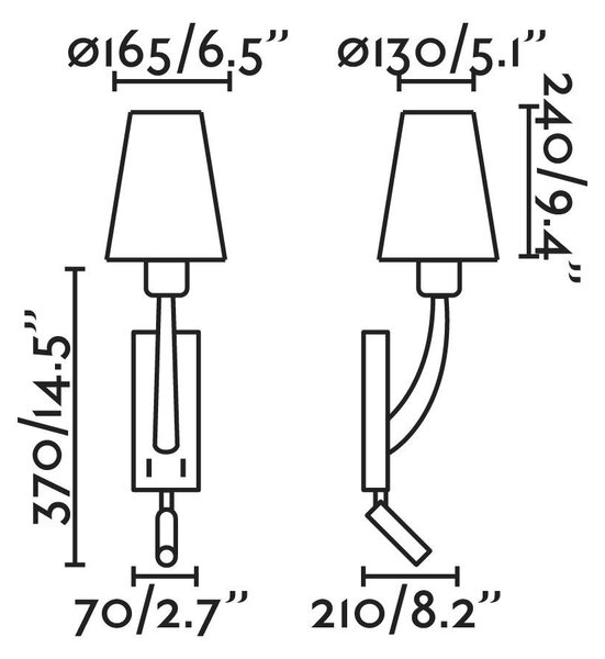 REM nástěnná lampa, starozlatá/černá, se čtecí lampičkou - FARO