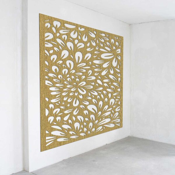 Květinový dřevěný panel na zeď | KROKO: Překližka - zlatá 30 cm 4573-103394 PR0285