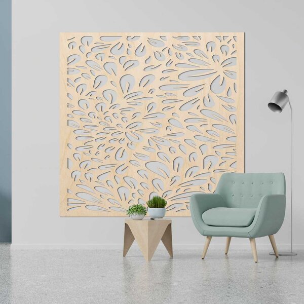 Květinový dřevěný panel na zeď | KROKO: Překližka - zlatá 30 cm 4573-103394 PR0285