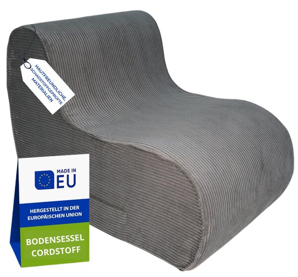 Pillows24 - Podlahové křeslo z manestrové látky 93×70×65 cm | dtské křeslo a idle s pratelným potahem pro teenagery a dosplé (tmav edá)