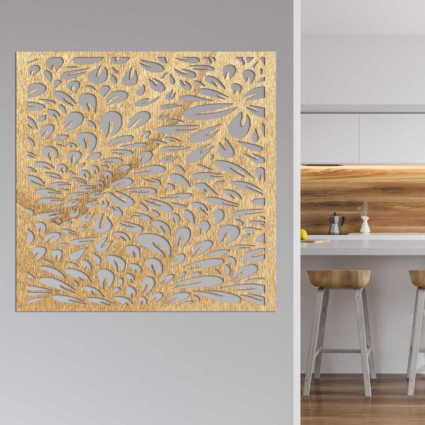 Květinový dřevěný panel na zeď | KROKO: Překližka - zlatá 30 cm 4573-103394 PR0285