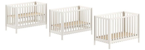 Béžová postýlka z borovicového dřeva s nastavitelnou výškou 60x120 cm Swingo – Vipack