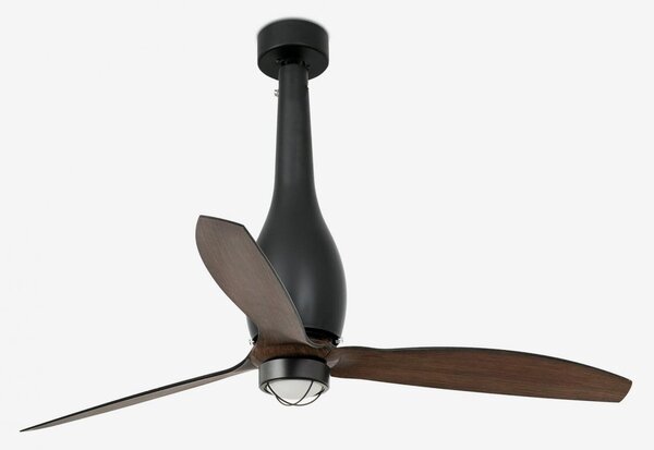 ETERFAN M LED, černá/dřevo, stropní ventilátor s DC motorem - FARO