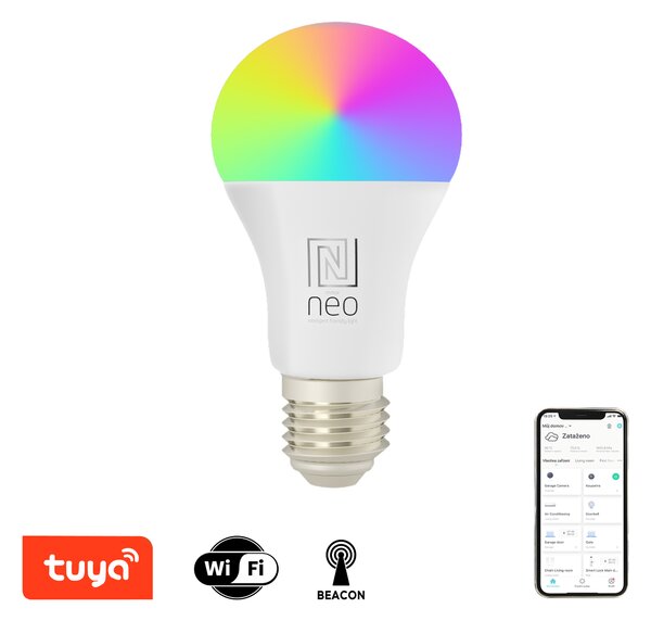 Immax NEO LITE Smart žárovka LED E27 9W RGB+CCT, stmívatelná, WiFi, Tuya, Beacon