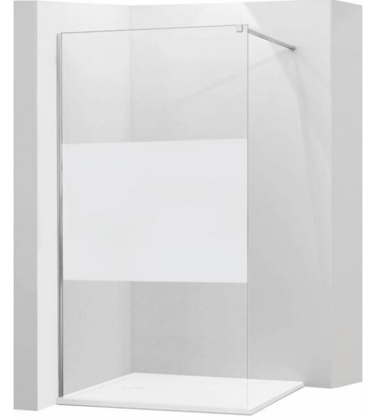 MEXEN - Kioto zástěna sprchová 140 x 200 cm, transparentní, mléčné sklo 8 mm, chrom - 800-140-101-01-30