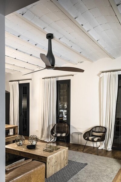 ETERFAN, černá/dřevo, stropní ventilátor s DC motorem - FARO