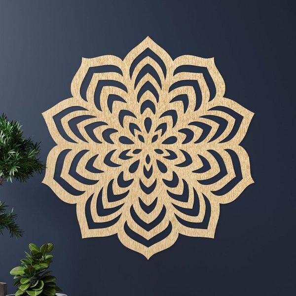 Dekorace na zeď mandala motiv rozkvetlého květu - NIOS: Překližka Topol - bez povrchové úpravy 30 cm 4592-105823 PR0558