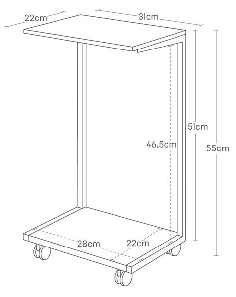 Kovový odkládací stolek 22x31 cm Tower – YAMAZAKI