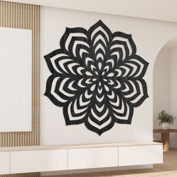 Dekorace na zeď mandala motiv rozkvetlého květu - NIOS: Překližka Topol - bez povrchové úpravy 30 cm 4592-105823 PR0558