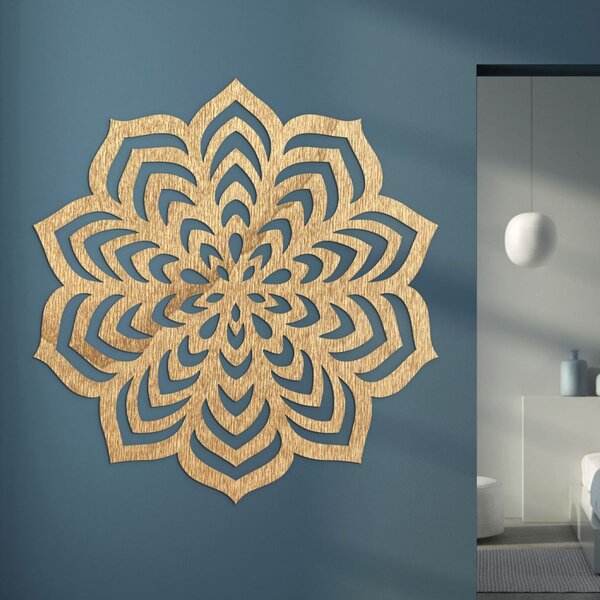 Dekorace na zeď mandala motiv rozkvetlého květu - NIOS: Překližka Topol - bez povrchové úpravy 30 cm 4592-105823 PR0558