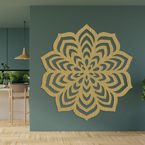Dekorace na zeď mandala motiv rozkvetlého květu - NIOS: Překližka Topol - bez povrchové úpravy 30 cm 4592-105823 PR0558