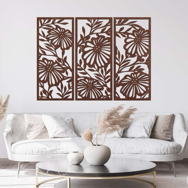 Třídílný dřevěný obraz na zeď s květinovým motivem | AMFIL: Překližka Topol - Honey 3071 57 x 67 cm 4594-106213 PR0532