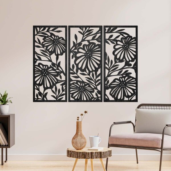 Třídílný dřevěný obraz na zeď s květinovým motivem | AMFIL: Překližka Topol - Honey 3071 57 x 67 cm 4594-106213 PR0532