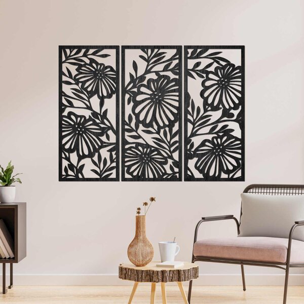 Třídílný dřevěný obraz na zeď s květinovým motivem | AMFIL: Překližka Topol - Honey 3071 57 x 67 cm 4594-106213 PR0532