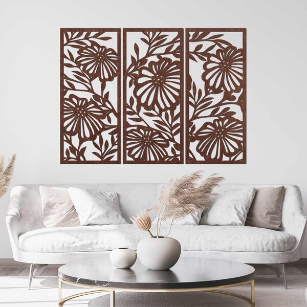 Třídílný dřevěný obraz na zeď s květinovým motivem | AMFIL: Překližka Topol - Honey 3071 57 x 67 cm 4594-106213 PR0532