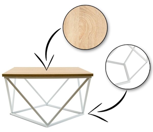 Konferenční stolek CURVED 60x60 cm bílá/béžová