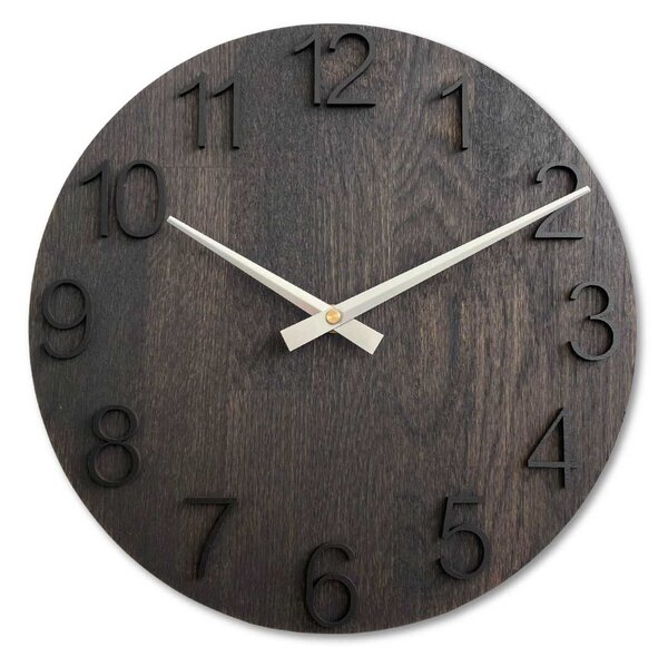 SENTOP | Luxusní dřevěné nástěnné hodiny Wenge – Černý design I SENTOP MAS016-OSMO-3169-heads-silver analogové