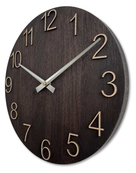 SENTOP | Luxusní dřevěné nástěnné hodiny Wenge – Černý design I SENTOP MAS016-OSMO-3169-heads-silver analogové