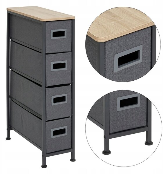 Koupelnový regál 5five Simply Smart šedý se 4 zásuvkami 48x20x75 cm
