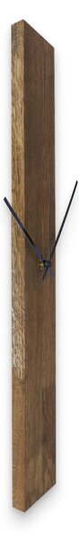 Elegantní dřevěné nástěnné hodiny černý design -TERRA: Stříbrné ručičky 60x8cm (23.6x3.15in) 4609-107525 MAS019-TERRA-SILVER-60x8