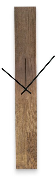 Elegantní dřevěné nástěnné hodiny černý design -TERRA: Stříbrné ručičky 60x8cm (23.6x3.15in) 4609-107525 MAS019-TERRA-SILVER-60x8