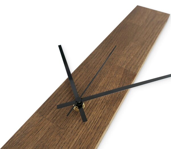 Elegantní dřevěné nástěnné hodiny černý design -TERRA: Stříbrné ručičky 60x8cm (23.6x3.15in) 4609-107525 MAS019-TERRA-SILVER-60x8