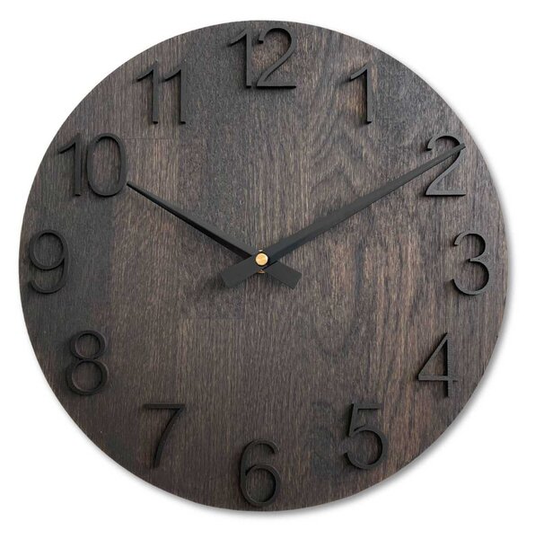 SENTOP | Luxusní dřevěné nástěnné hodiny Wenge s 3D číslicemi | SENTOP MAS016-OSMO-3169-heads-black analogové