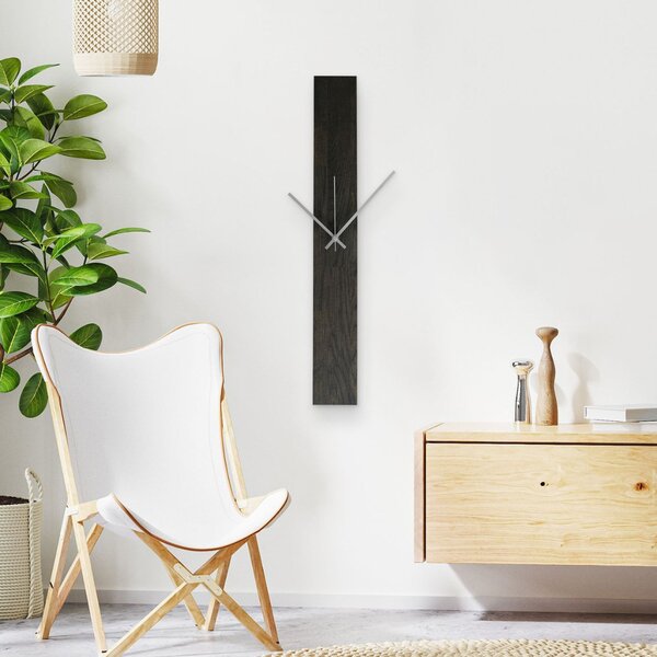SENTOP | Elegantní dřevěné nástěnné hodiny černý I SENTOP MAS019-OSMO-3169-SILVER-60x8 analogové