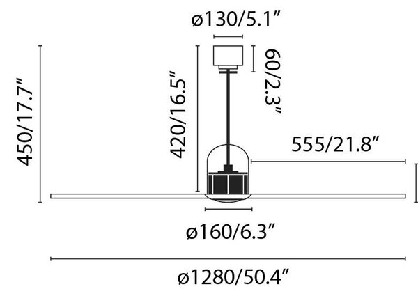 DECO FAN M, černá/dřevo, stropní LED ventilátor s DC motorem - FARO