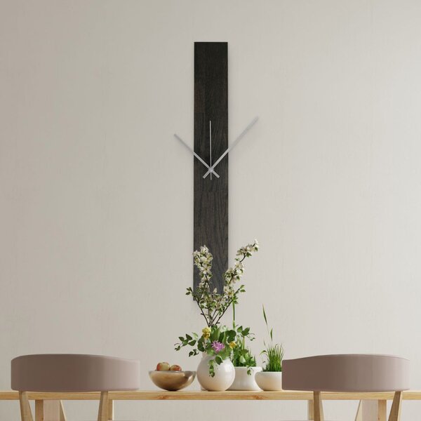 SENTOP | Elegantní dřevěné nástěnné hodiny černý I SENTOP MAS019-OSMO-3169-SILVER-60x8 analogové