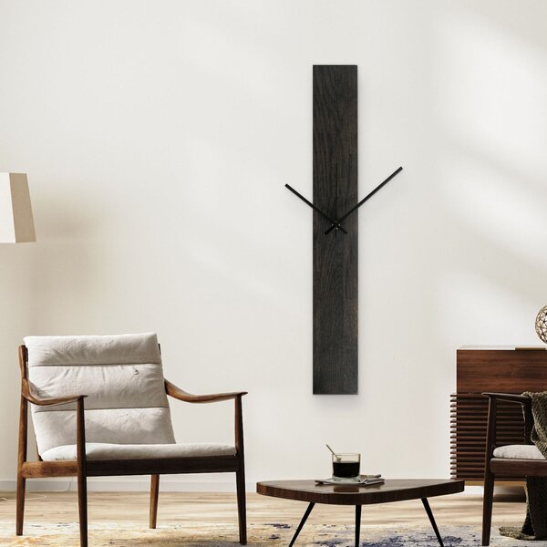 SENTOP | Elegantní dřevěné nástěnné hodiny černý I SENTOP MAS019-OSMO-3169-SILVER-60x8 analogové