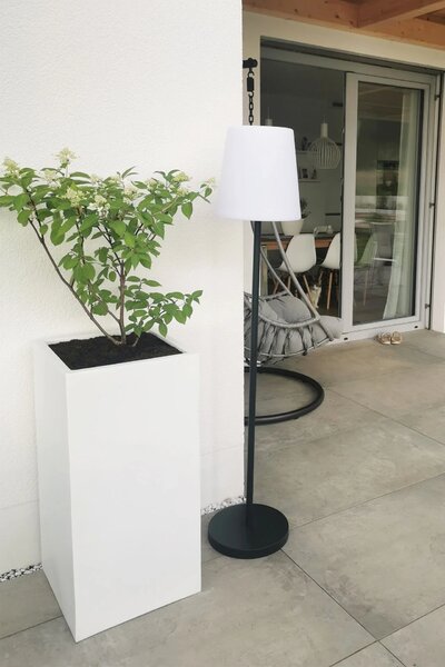 Květináč BLOCK, sklolaminát, výška 80 cm, bílý mat