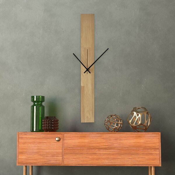 Dřevěné nástěnné hodiny z masivu - moderní minimalistický design - OSMAN: Černé ručičky 60x8cm (23.6x3.15in) 4614-107552 MAS019-OSMO-3041