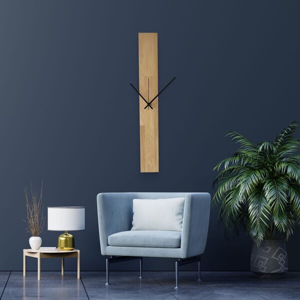 Dřevěné nástěnné hodiny z masivu - moderní minimalistický design - OSMAN: Černé ručičky 60x8cm (23.6x3.15in) 4614-107552 MAS019-OSMO-3041