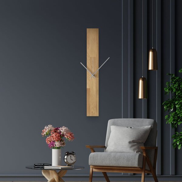 Dřevěné nástěnné hodiny z masivu - moderní minimalistický design - OSMAN: Černé ručičky 60x8cm (23.6x3.15in) 4614-107552 MAS019-OSMO-3041